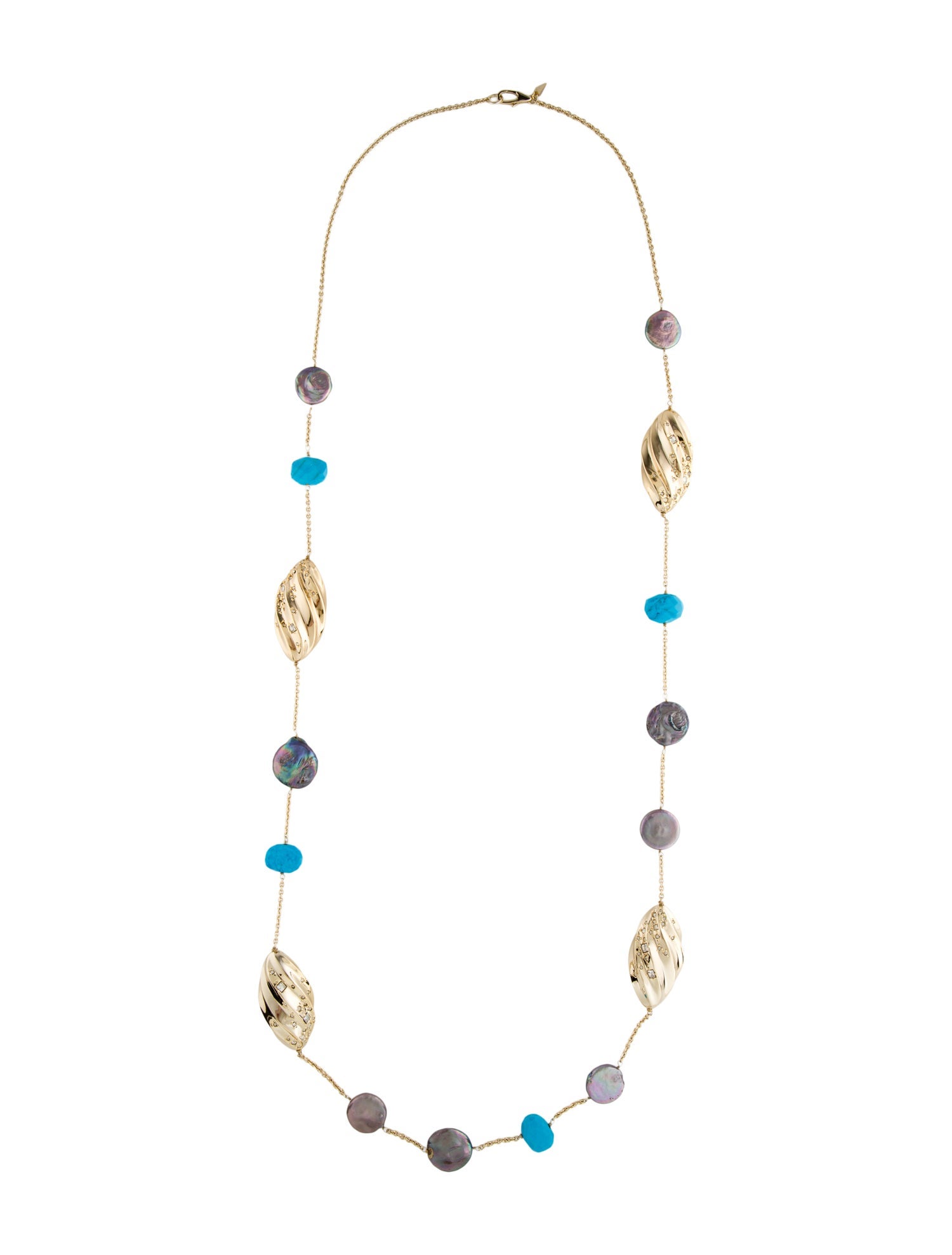 Alexis Bittar Pearl Crystal & Stone Pleated Station Necklace