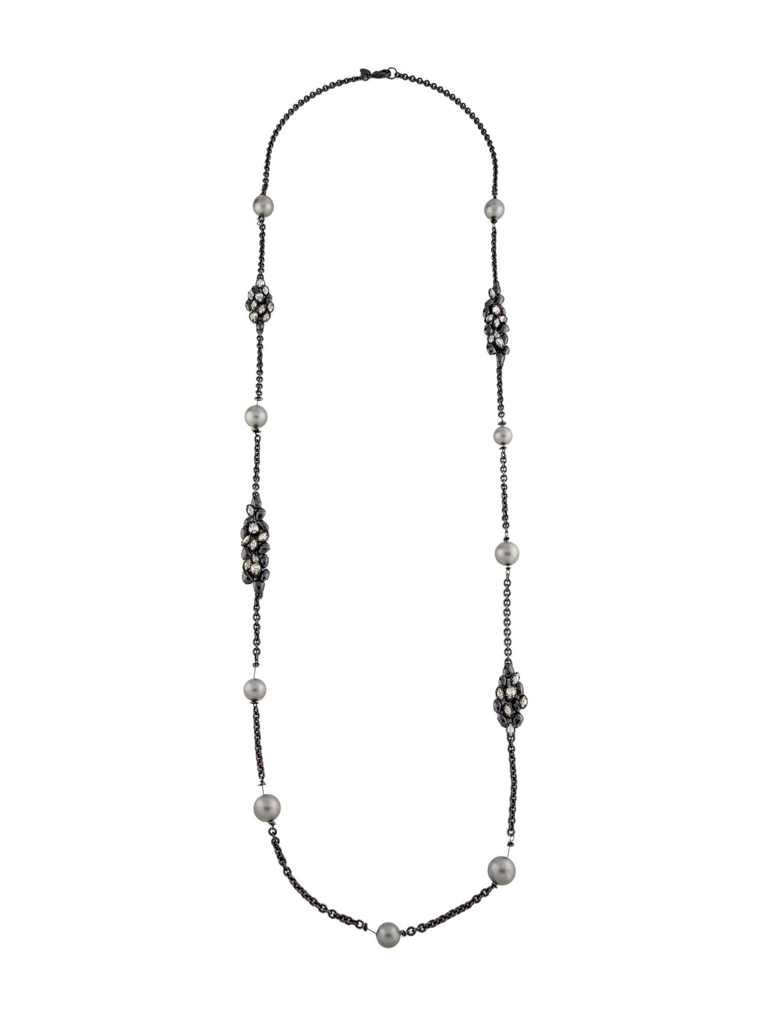 Alexis Bittar Faux Pearl & Crystal Station Necklace