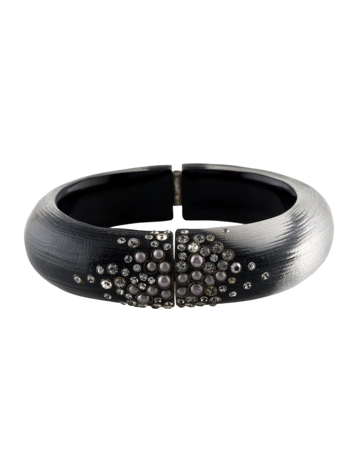 Alexis Bittar Crystal, Lucite & Faux Pearl Hinged Bracelet