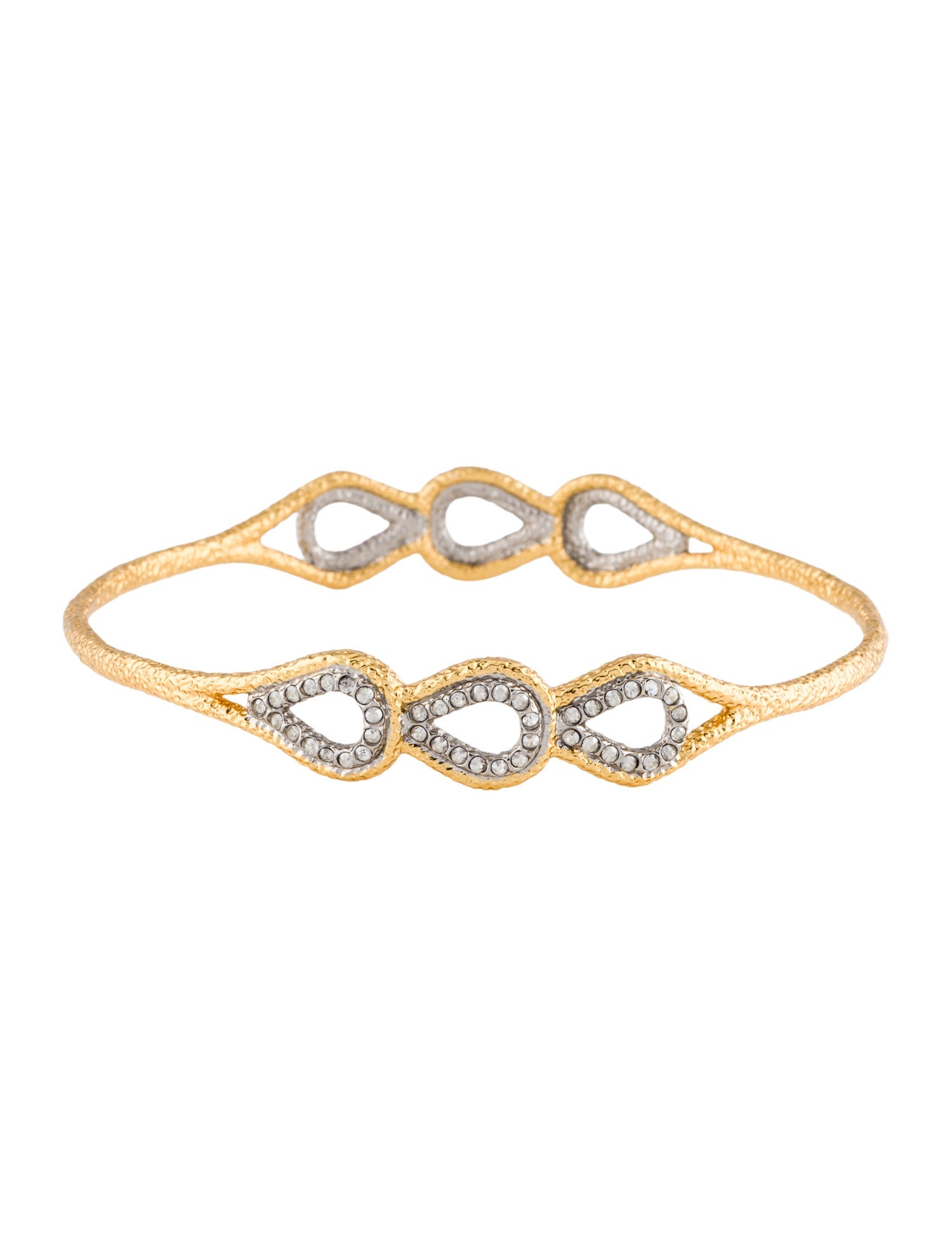 Alexis Bittar Crystal Two-Tone Bangle Bracelet