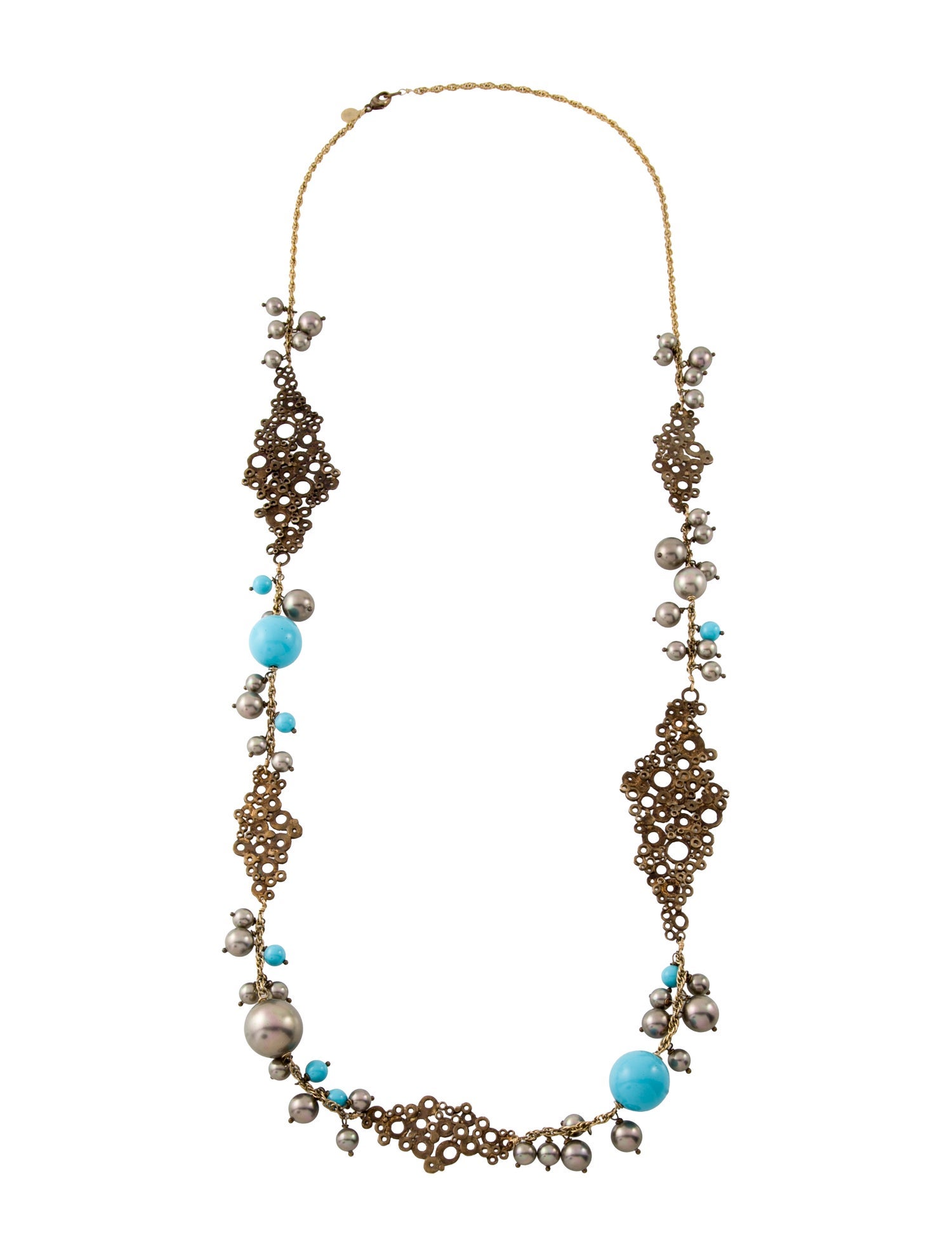 Alexis Bittar Faux Pearl & Resin Cluster Station Necklace