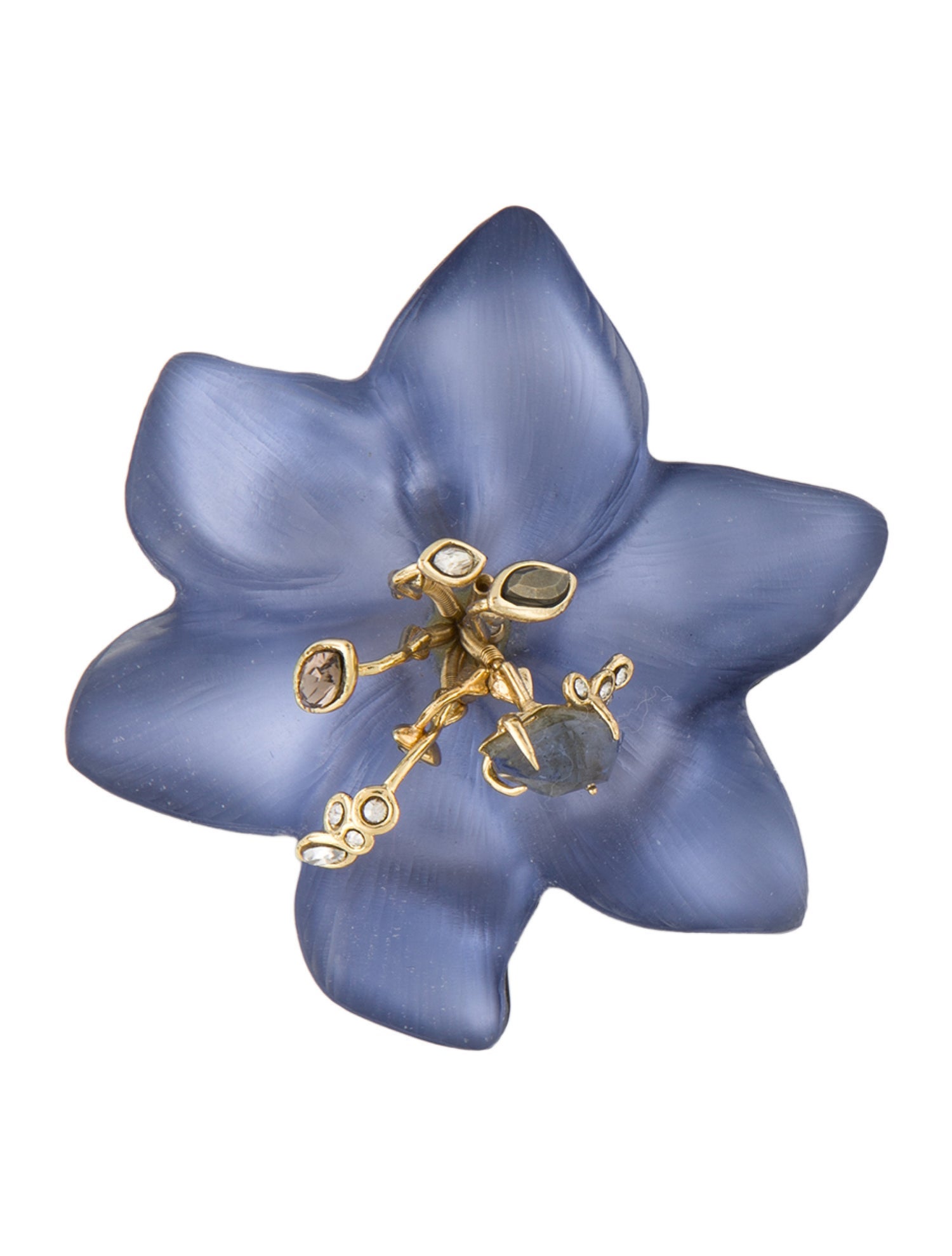 Broche Fleur Alexis Bittar Lucite Blanc Et Jaune Néon - Authentique, Cristal - Sans Boîte