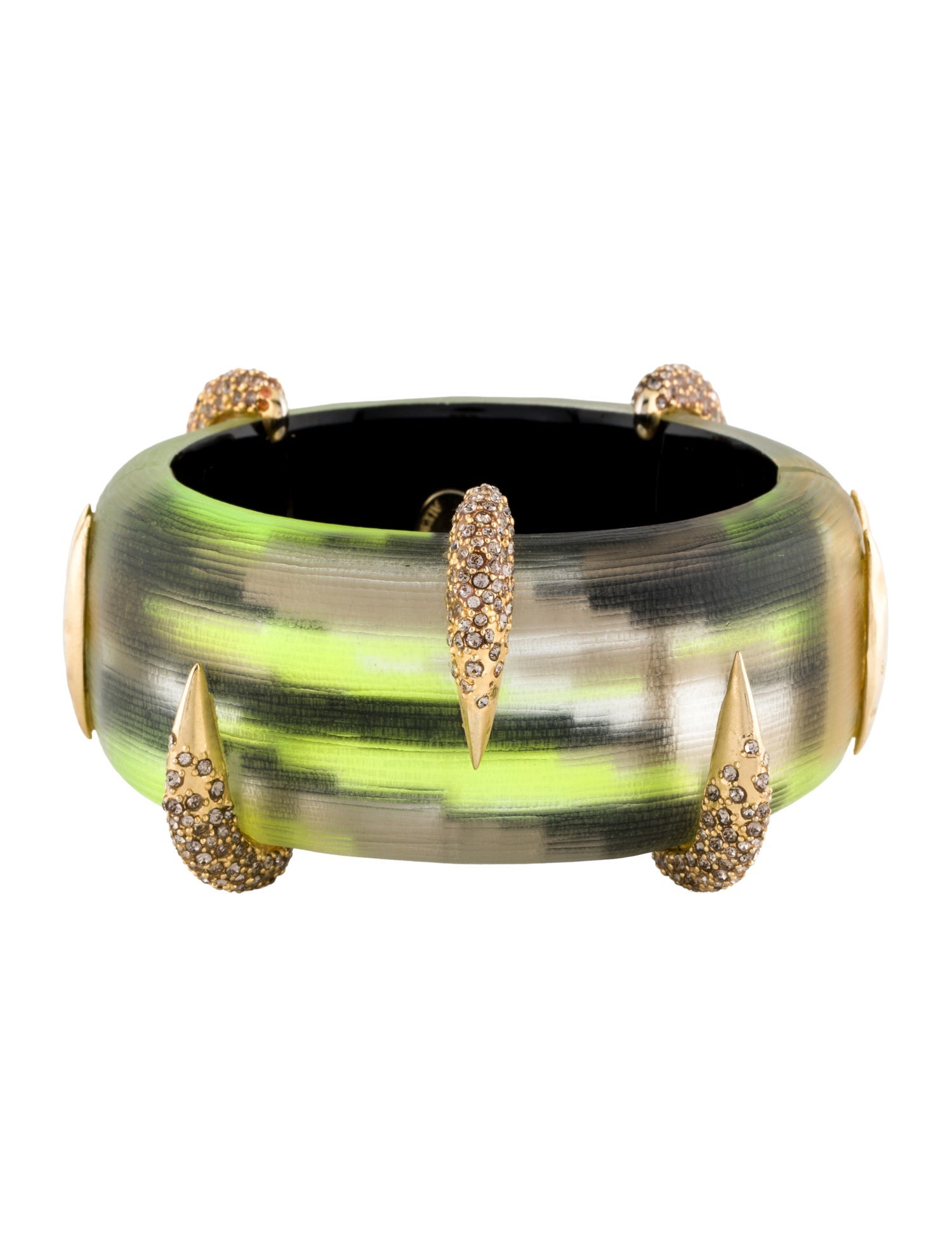 Alexis Bittar Lucite & Crystal Studded Hinged Bangle Bracelet