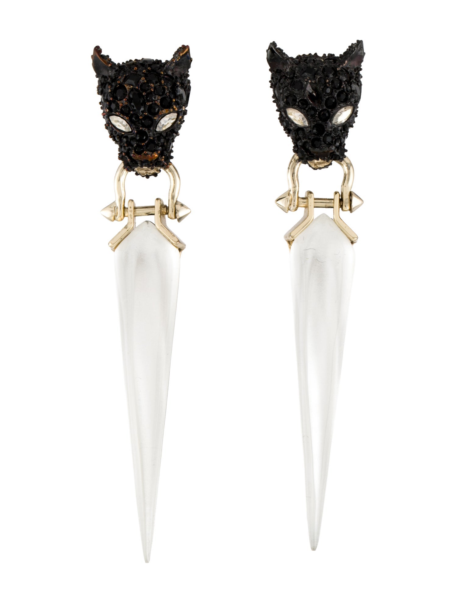 Alexis Bittar Lucite & Crystal Panther Drop Earrings