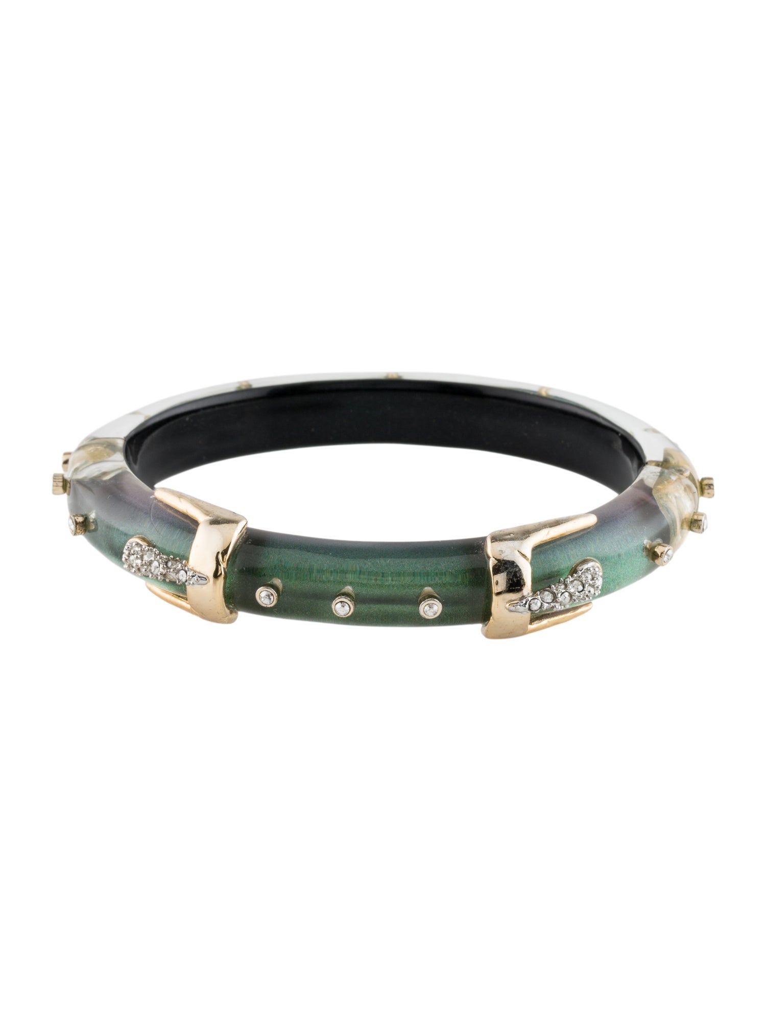 Alexis Bittar Lucite & Crystal Skinny Buckle Hinged Bracelet