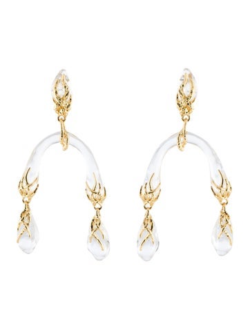 Pre-owned Alexis Bittar Lucite Vine Mobile Drop Earrings In Transparent