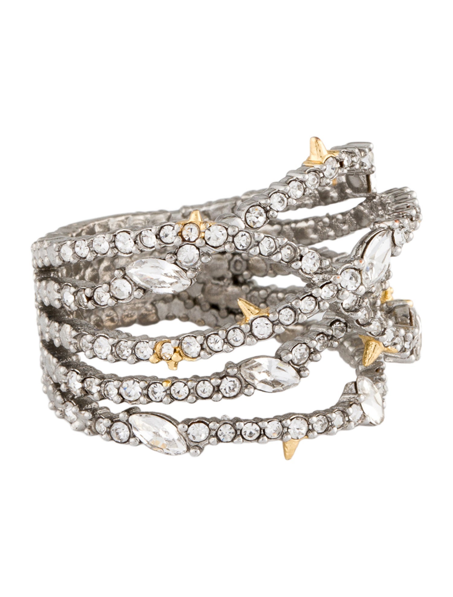 Alexis Bittar Two-Tone Crystal Spike Cocktail Ring