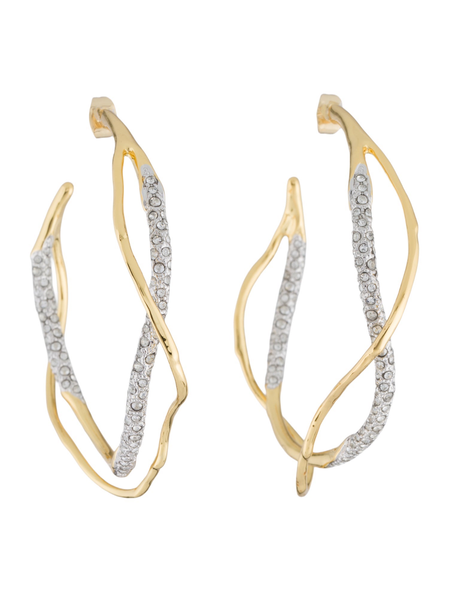Alexis Bittar Intertwined Two-Tone Pave Hoop Earrings