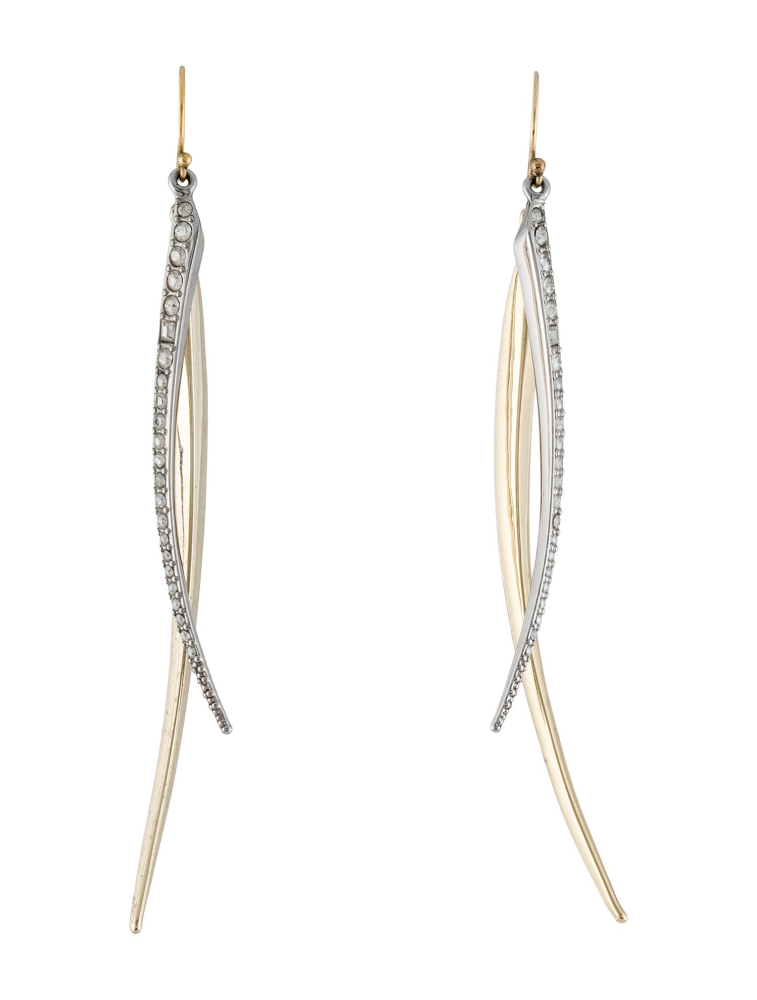 Alexis Bittar Two Tone Crystal Encrusted Spear Drop Earrings