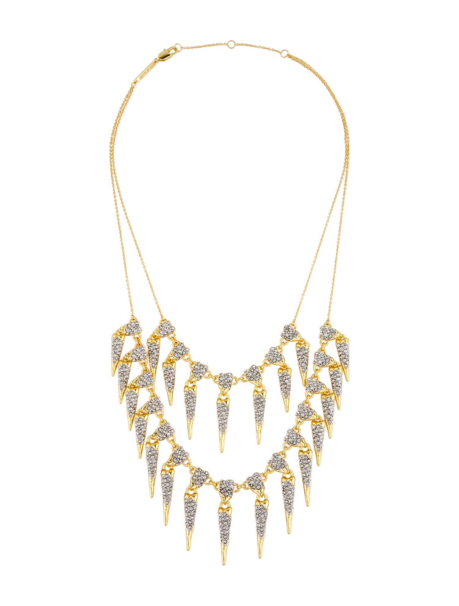 Alexis Bittar Crystal Encrusted Solanales Spear Layered Fringe Multistrand Necklace