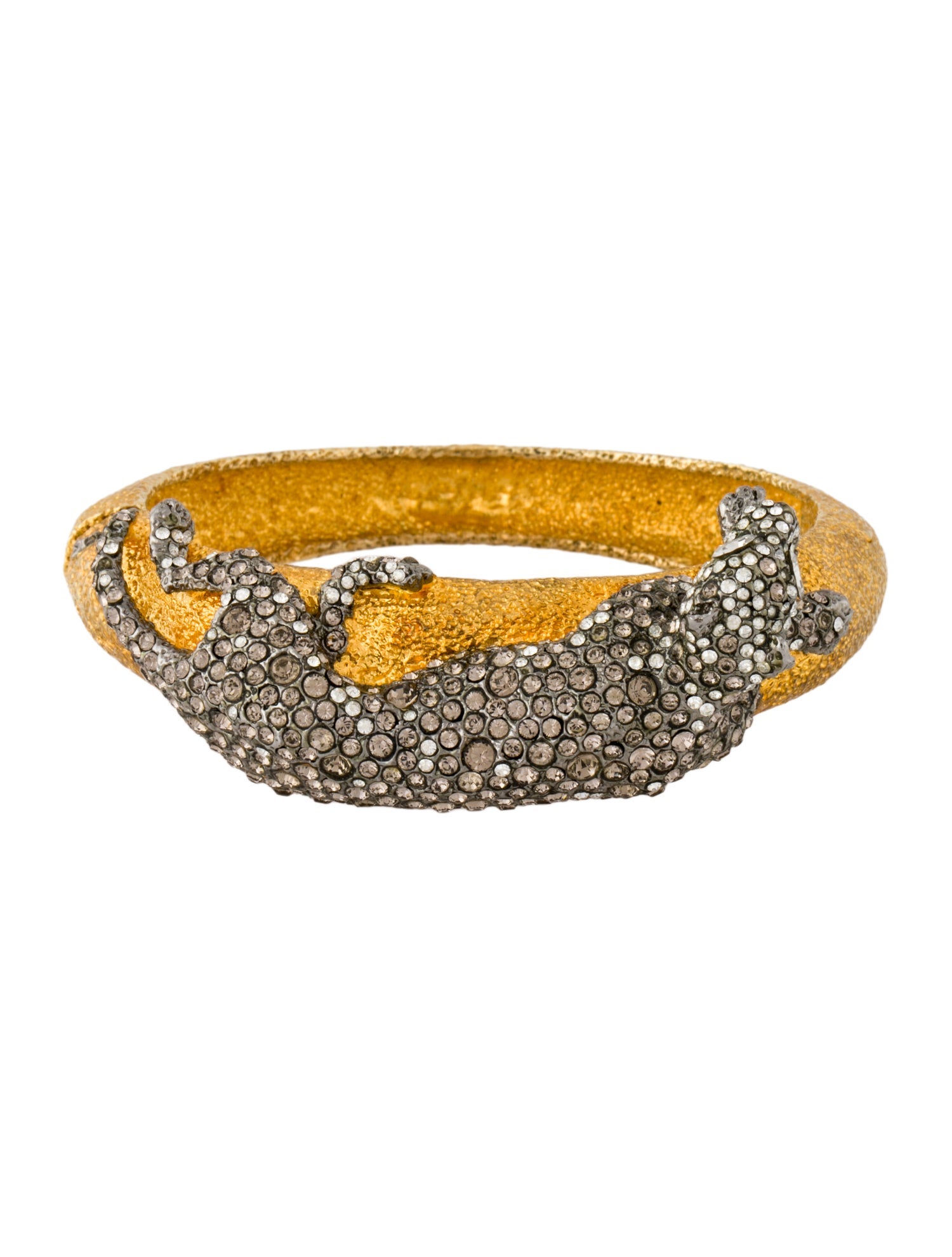 Alexis Bittar Crystal Siyabona Panther Hinge Bangle Bracelet