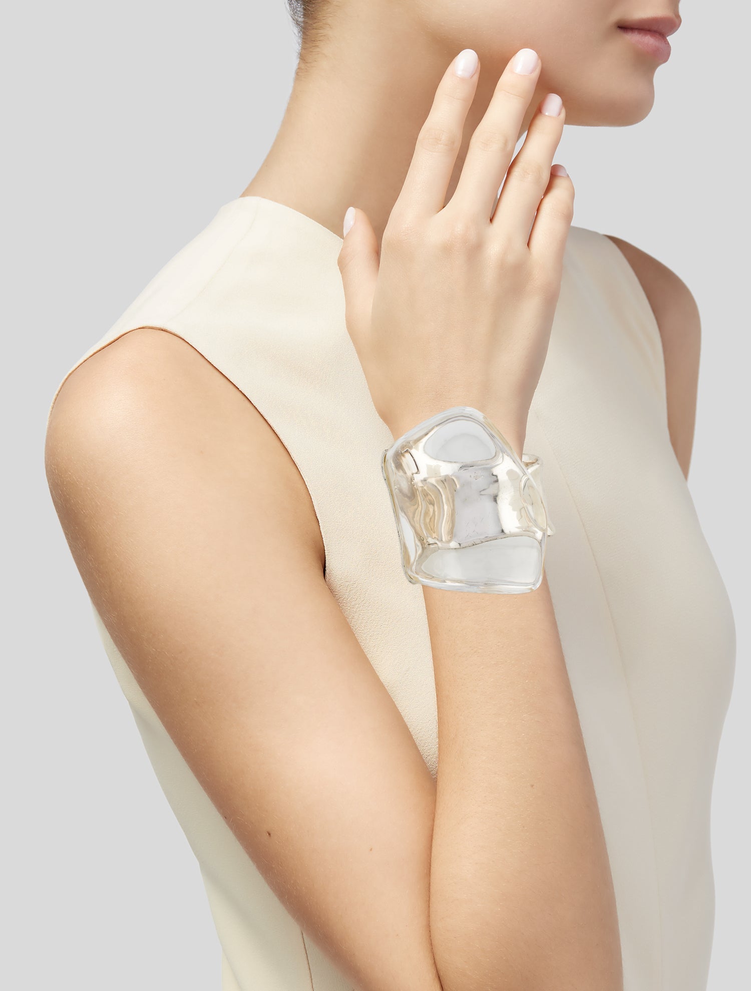 Alexis Bittar Lucite & Crystal Hinged Bangle Bracelet