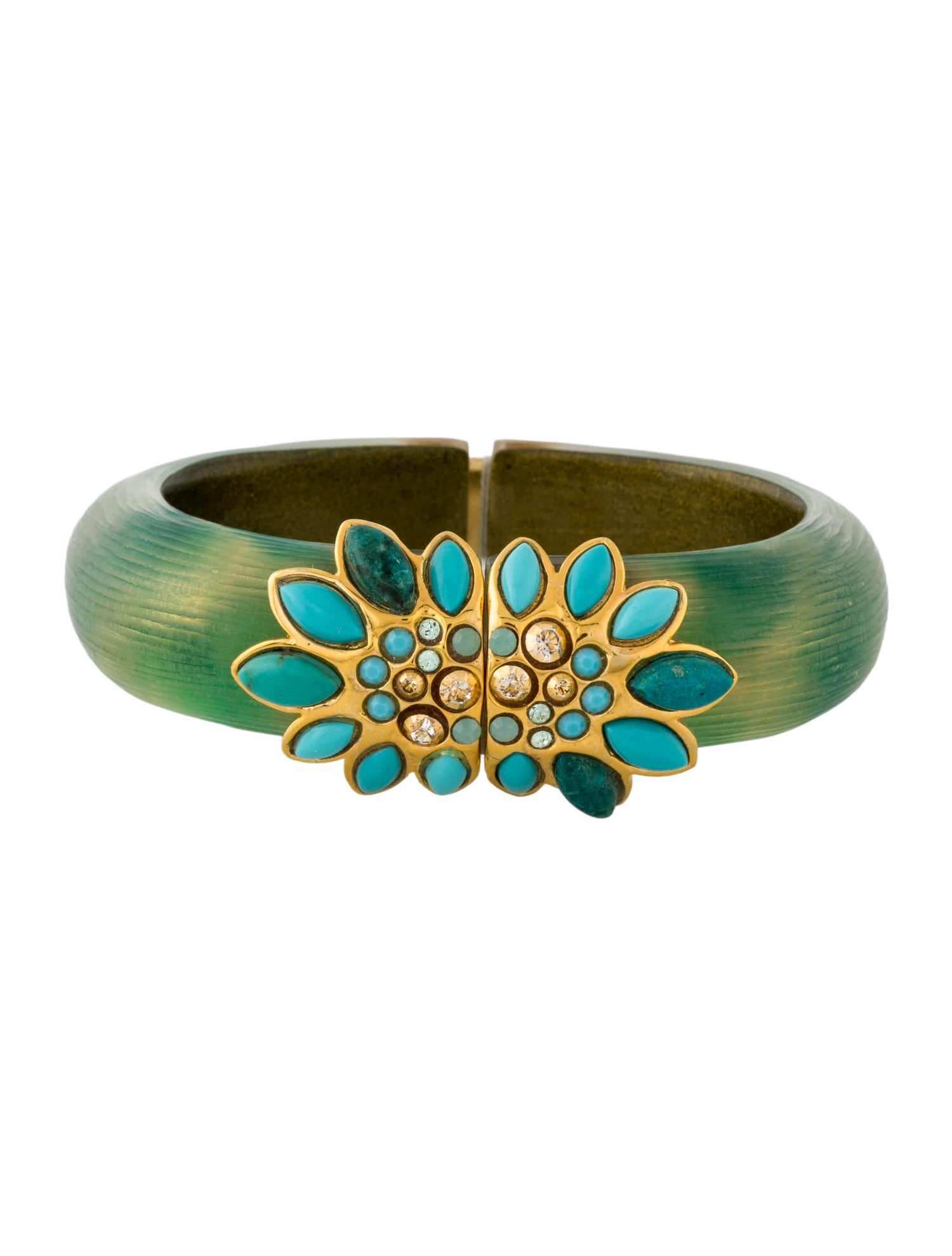 Alexis Bittar Lucite, Enamel, & Crystal Bangle Hinge Bracelet
