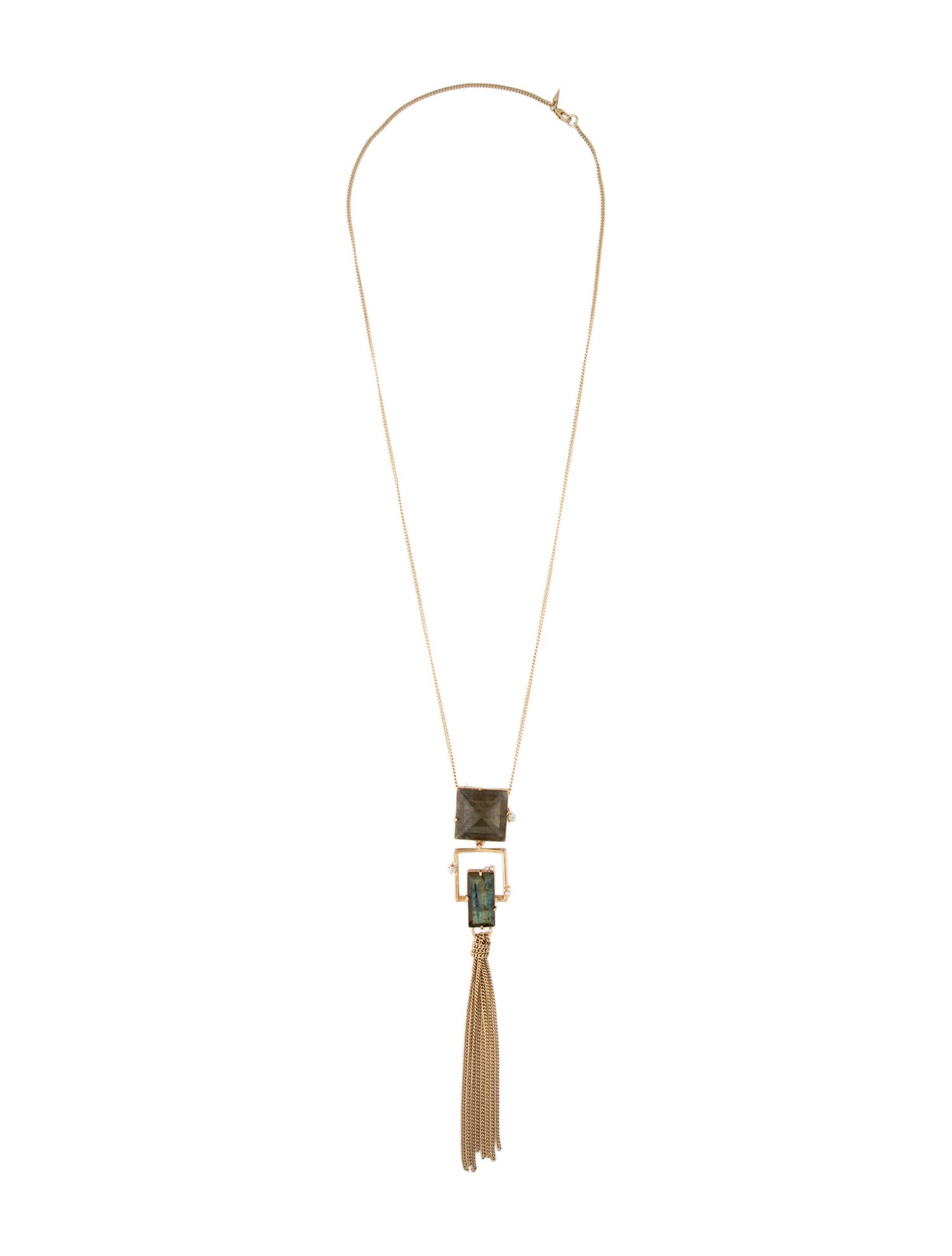 Alexis Bittar Abalone & Crystal Geometric Tassel Pendant Necklace