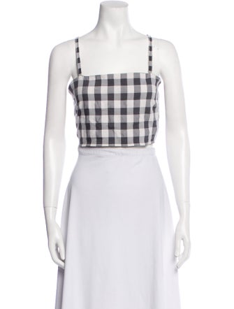 Aniela Parys Plaid Print Square Neckline Crop Top