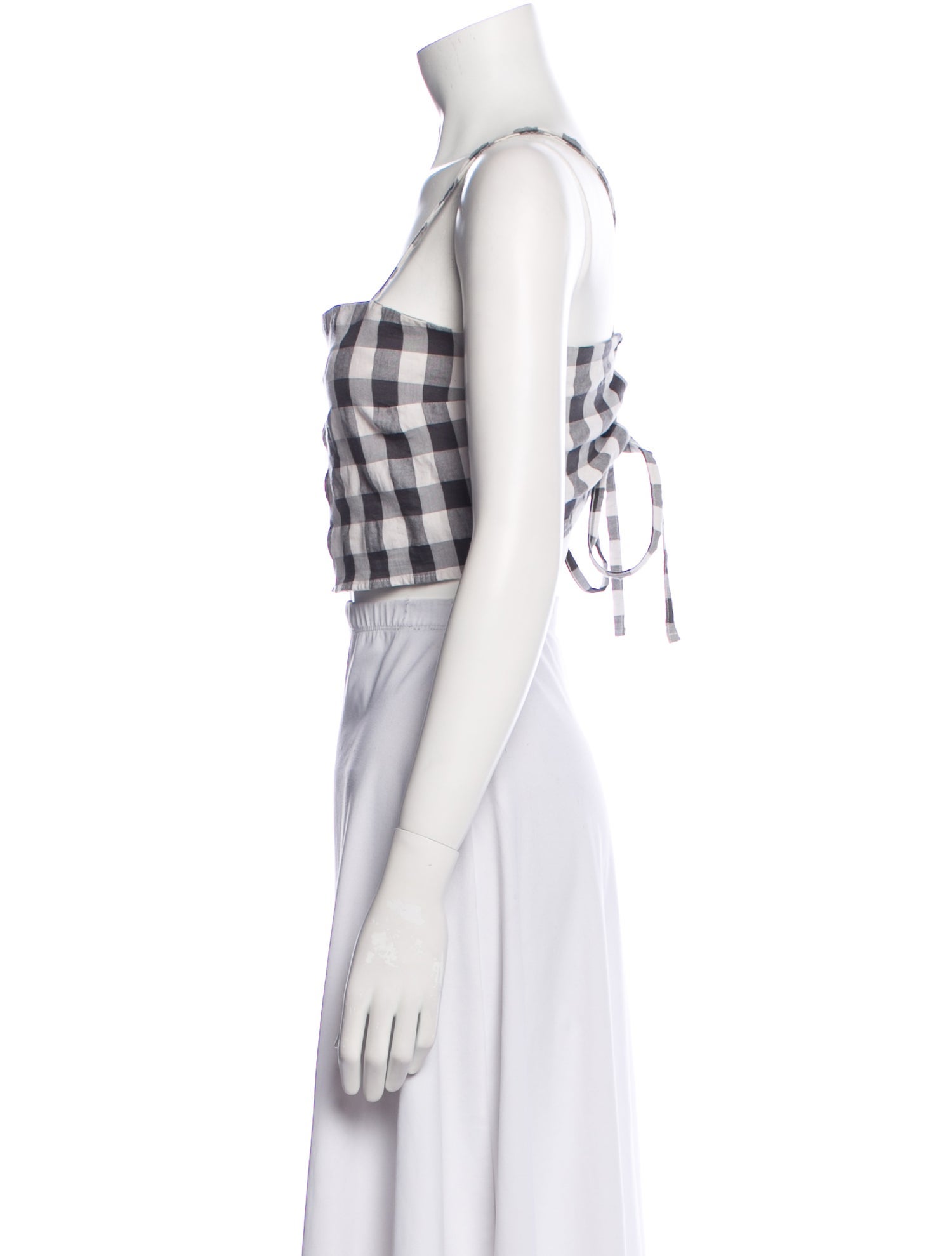 Aniela Parys Plaid Print Square Neckline Crop Top