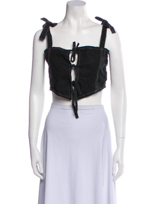 Aniela Parys Linen Square Neckline Crop Top