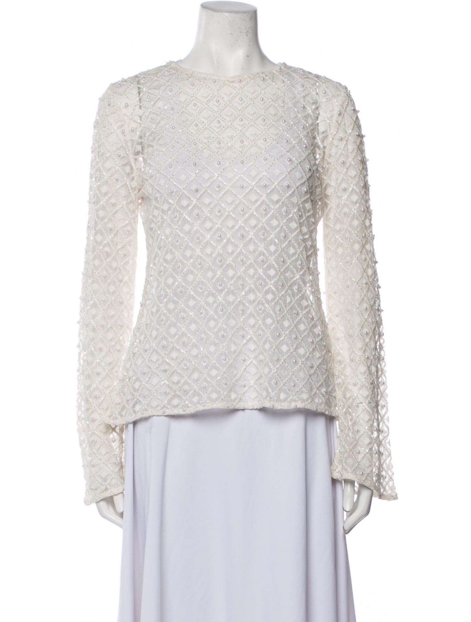 Aje Lace Pattern Crew Neck Blouse