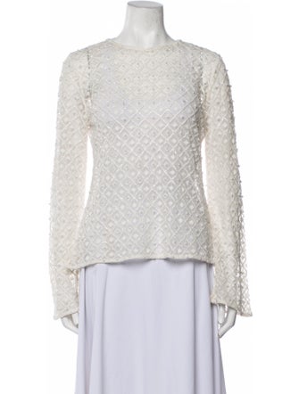 Aje Lace Pattern Crew Neck Blouse