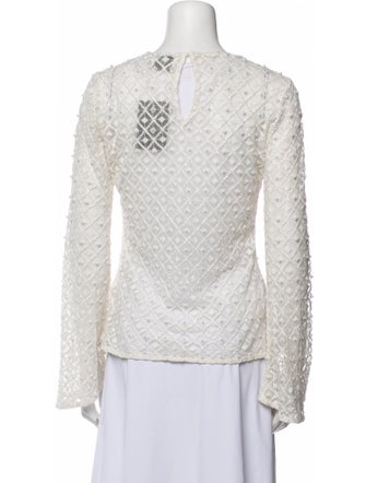Aje Lace Pattern Crew Neck Blouse