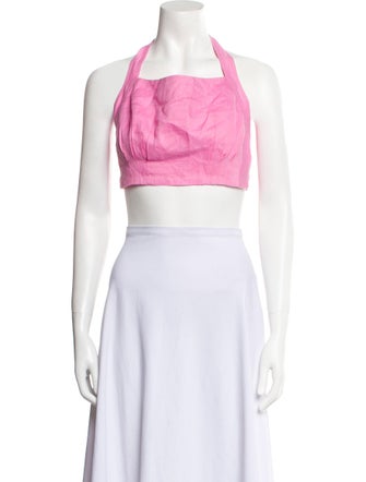 Aje Linen Halterneck Crop Top