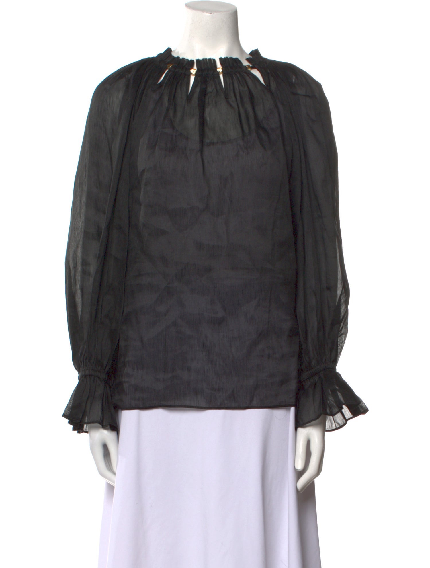 Aje Linen Mock Neck Blouse