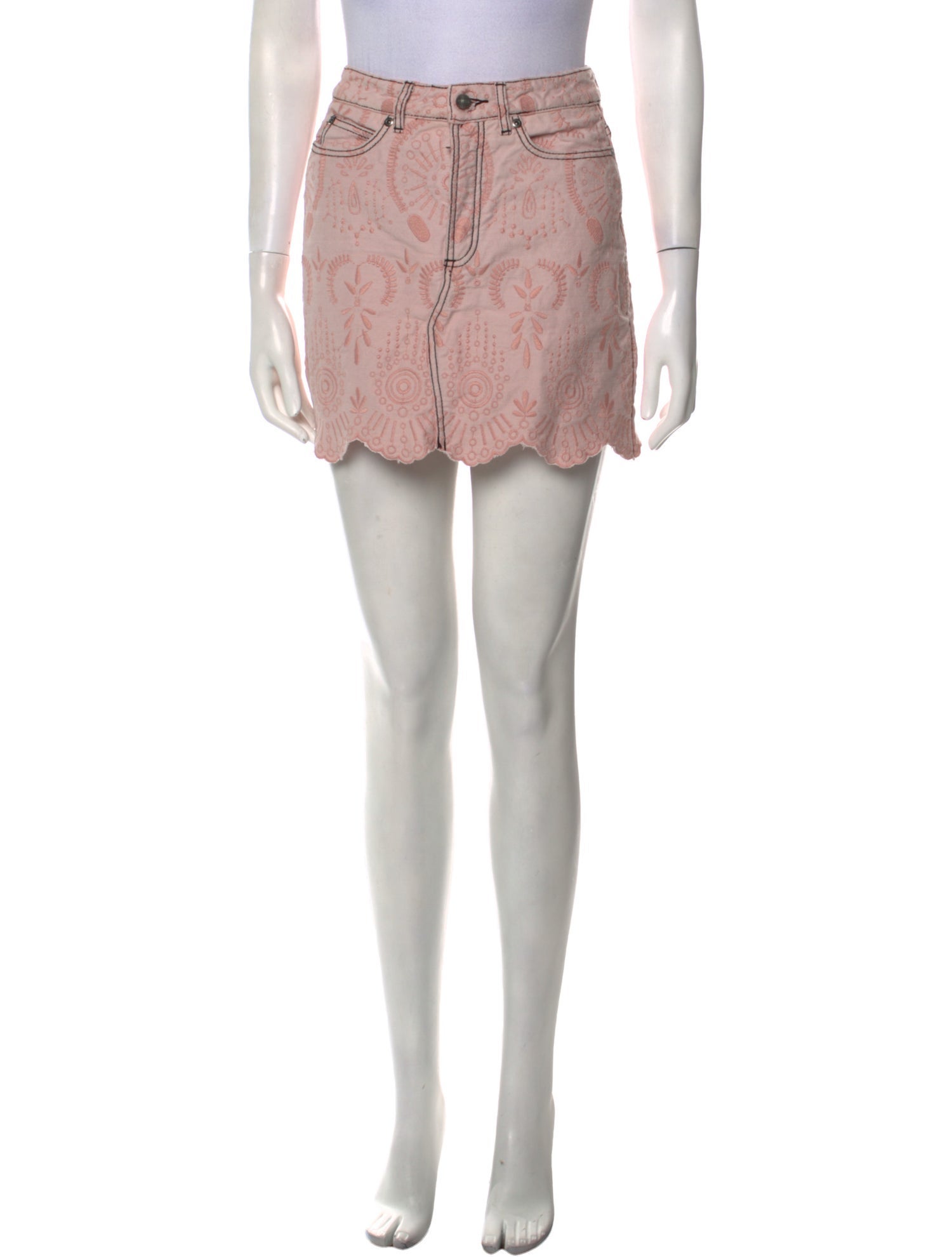 Aje Embroidered Accent Mini Skirt