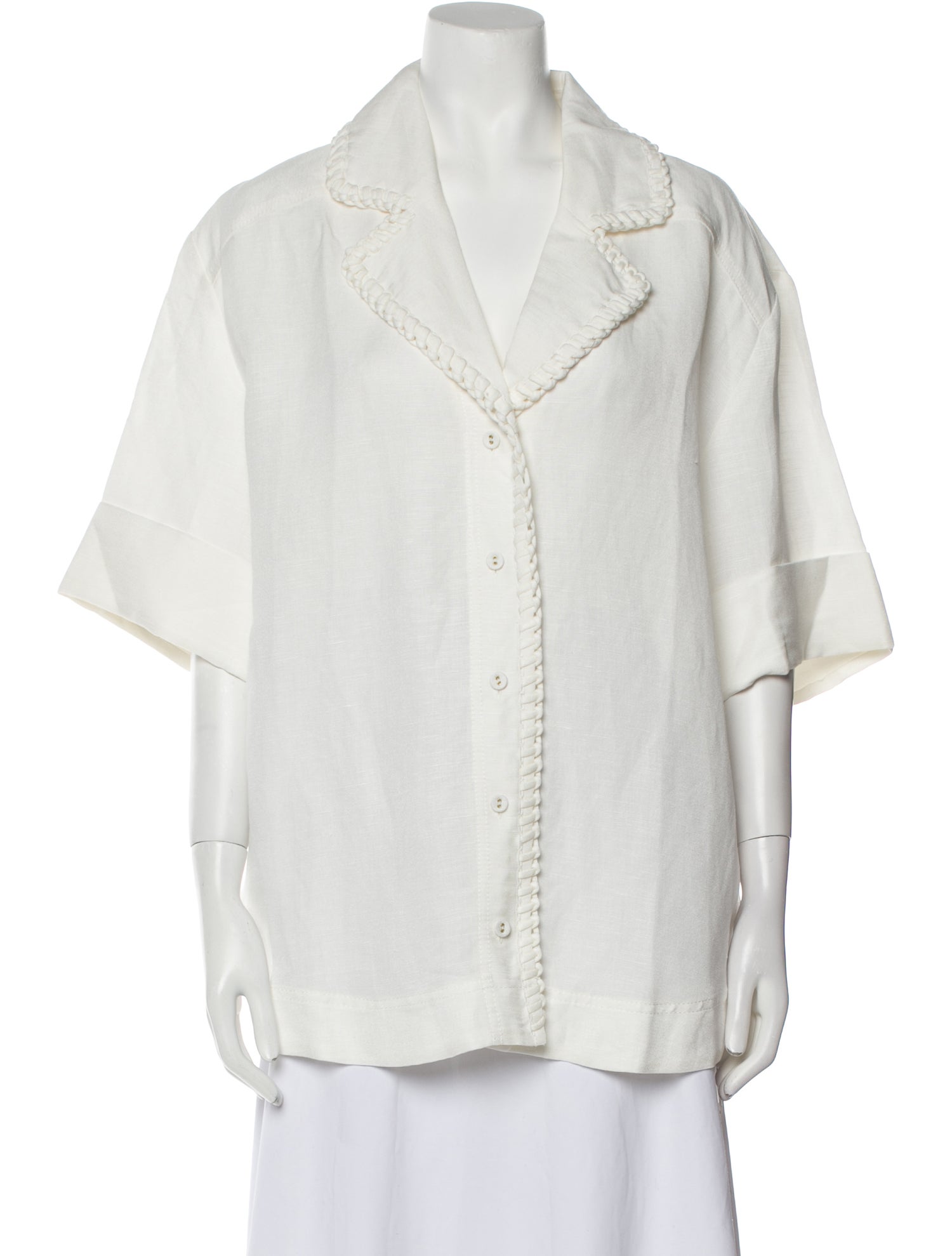 Aje Three-Quarter Sleeve Button-Up Top