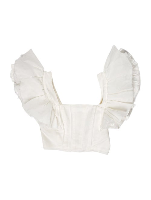 Aje Linen Square Neckline Crop Top