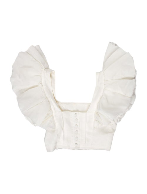 Aje Linen Square Neckline Crop Top