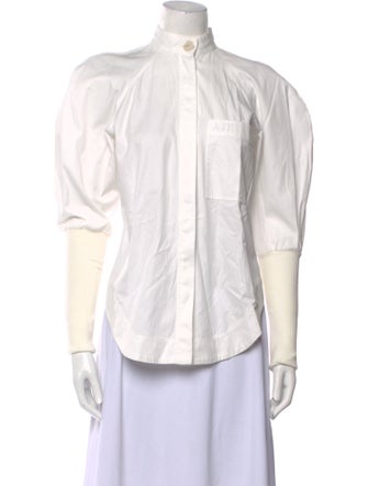 Aje Mock Neck Long Sleeve Button-Up Top