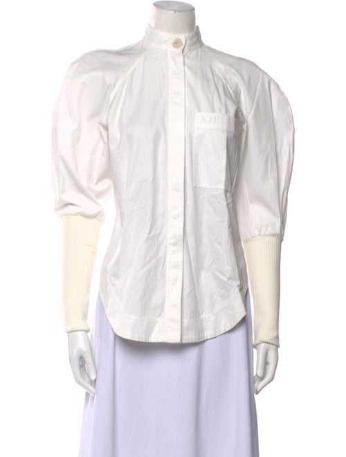 Aje Mock Neck Long Sleeve Button-Up Top