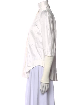 Aje Mock Neck Long Sleeve Button-Up Top