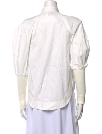 Aje Mock Neck Long Sleeve Button-Up Top