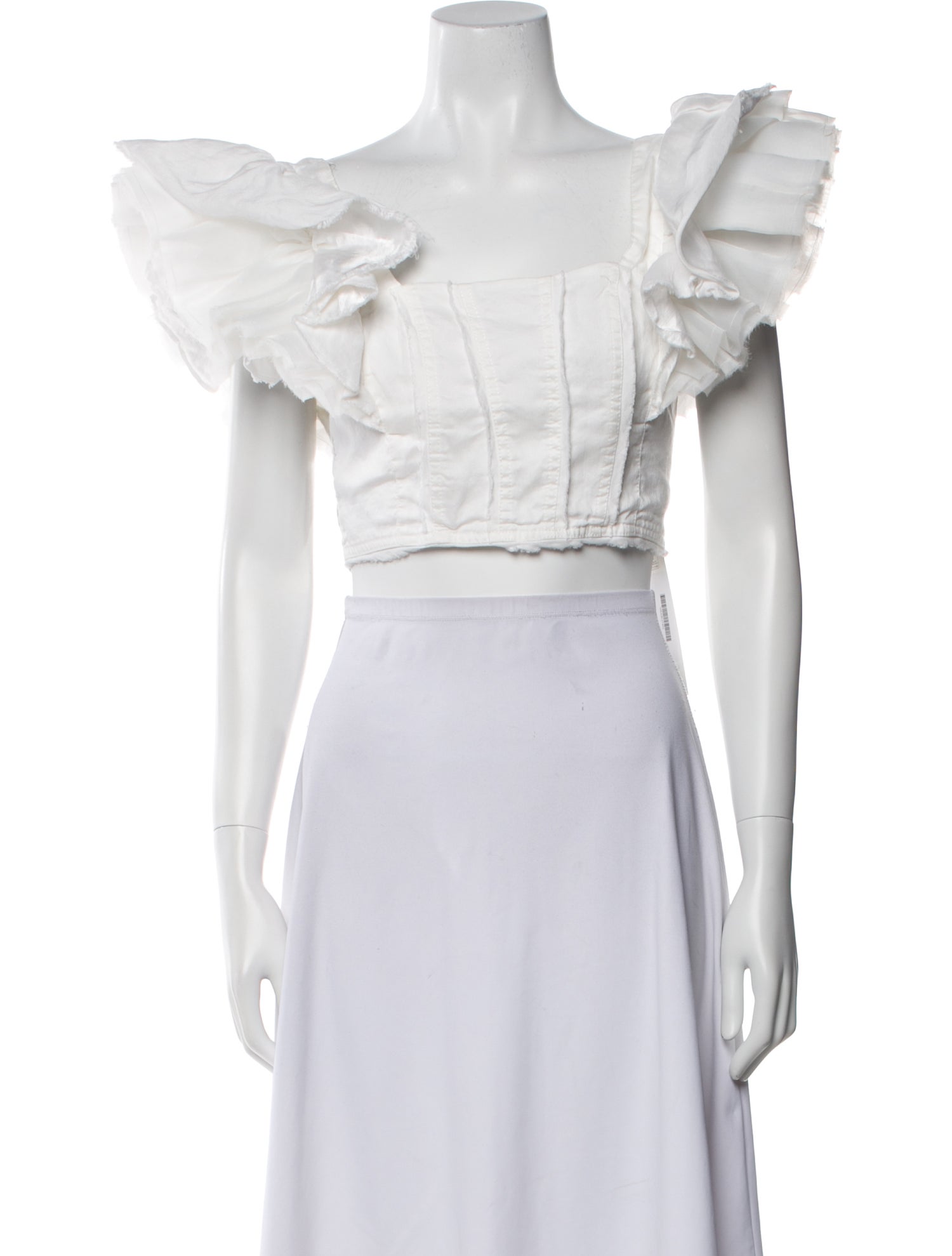 Aje Linen Square Neckline Crop Top