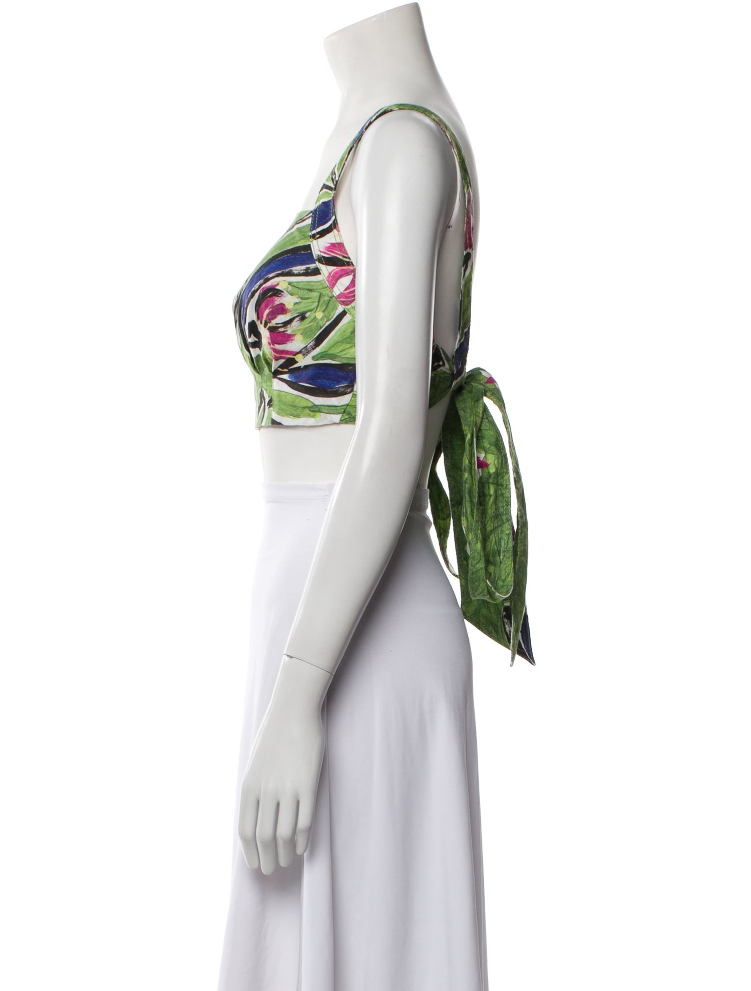 Aje Linen Floral Print Crop Top