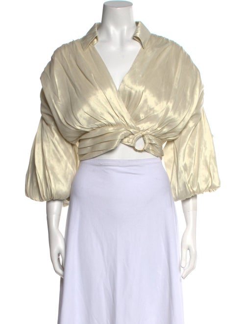 Aje Three-Quarter Sleeve Crop Top