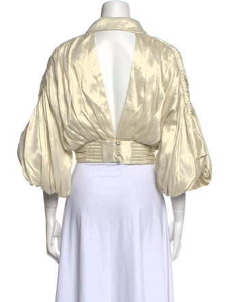 Aje Three-Quarter Sleeve Crop Top