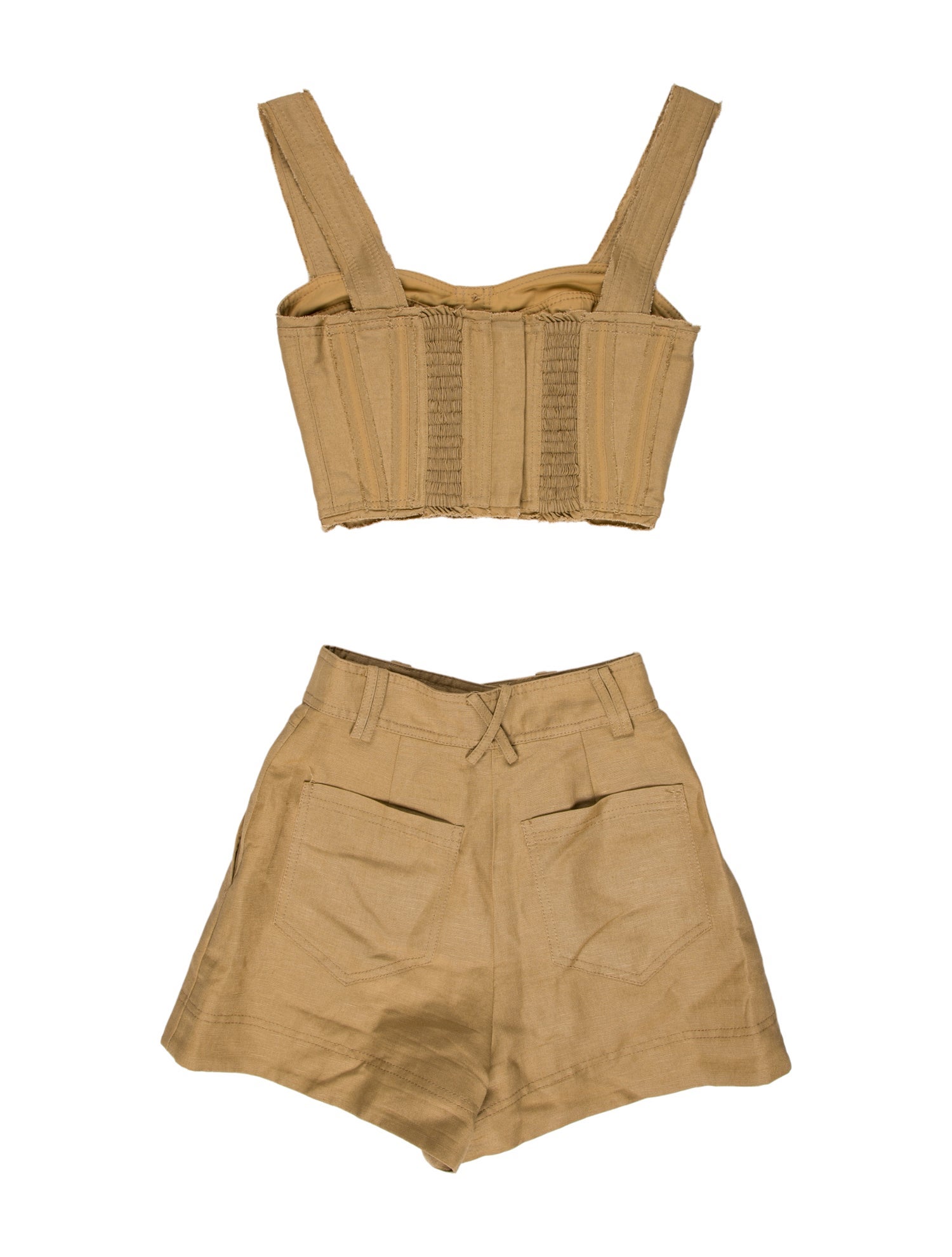 Aje Linen Raw-Edge Trim Short Set