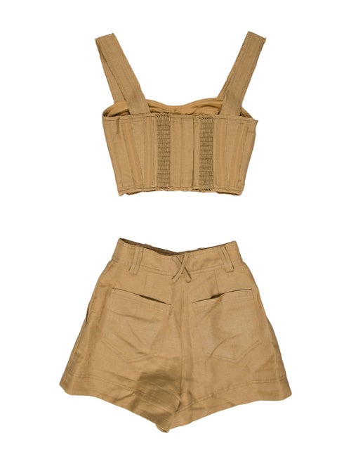 Aje Linen Raw-Edge Trim Short Set