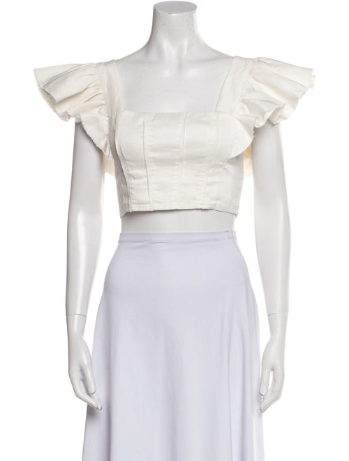 Aje Linen Square Neckline Crop Top