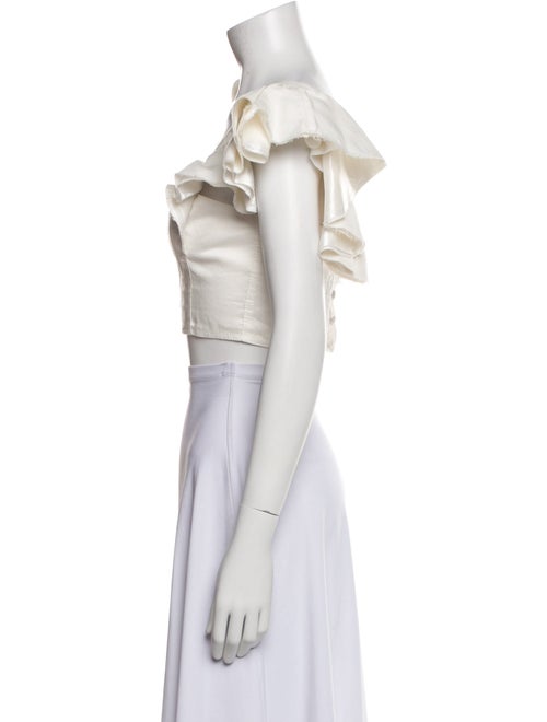 Aje Linen Square Neckline Crop Top