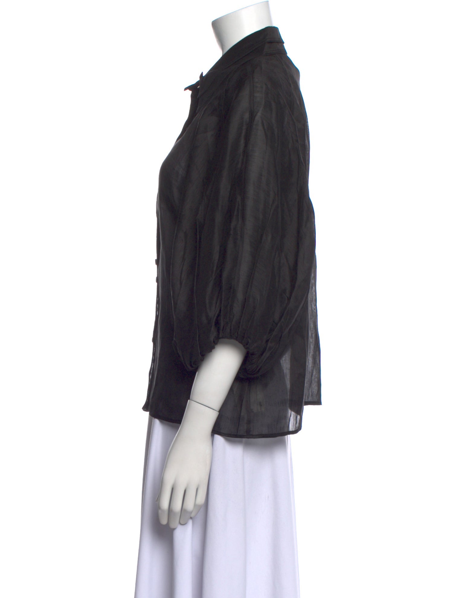 Aje Linen Three-Quarter Sleeve Button-Up Top