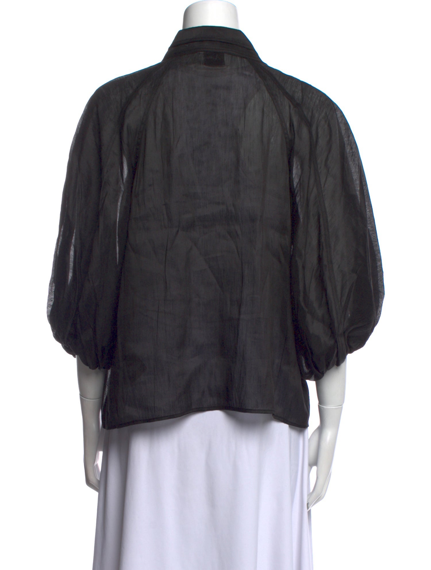 Aje Linen Three-Quarter Sleeve Button-Up Top