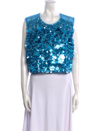 Aje Floral Print Scoop Neck Crop Top