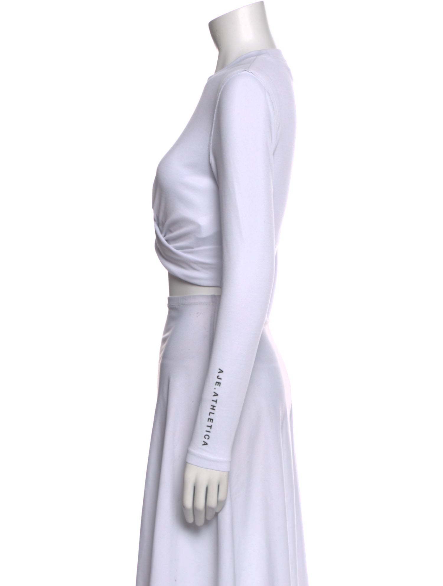 Aje Crew Neck Long Sleeve Crop Top