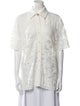 Aje Lace Pattern Short Sleeve Button-Up Top
