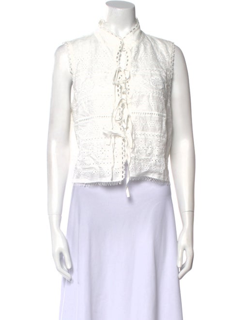 Aje Linen Mock Neck Crop Top