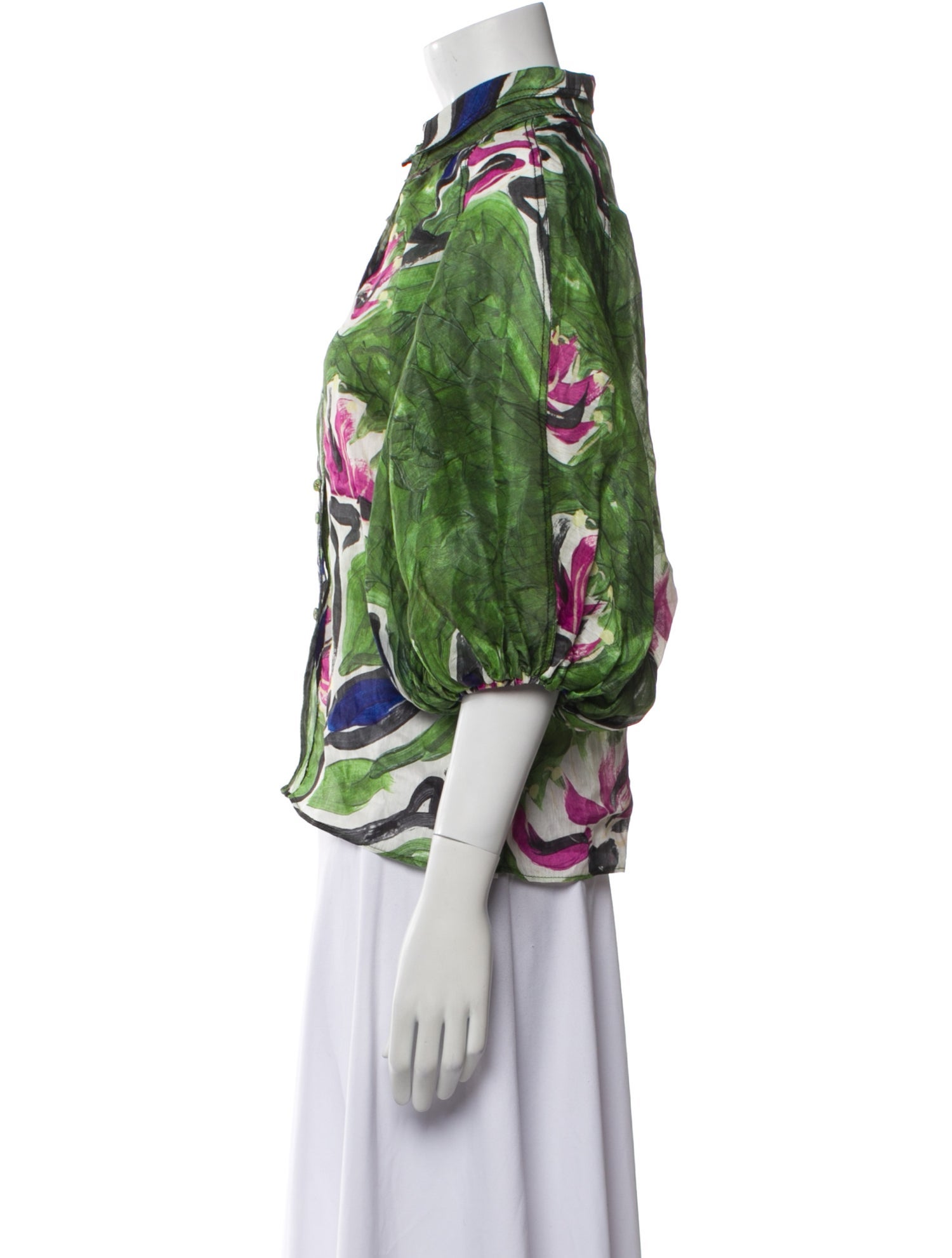 Aje Linen Printed Button-Up Top w/ Tags