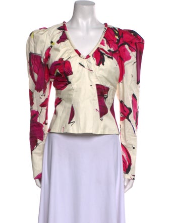 Aje Floral Print V-Neck Blouse